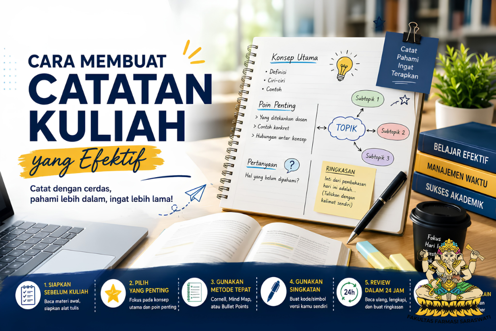 Cara Membuat Catatan Kuliah yang Rapi dan Mudah Dipelajari versi Mahasiswa Berprestasi Fakultas Farmasi Saraswati